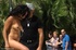 Prissy ebony must shed her party dress in public before she is taken away