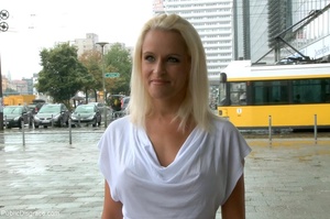 Wench in a wet, white tee shirt is humil - Picture 1