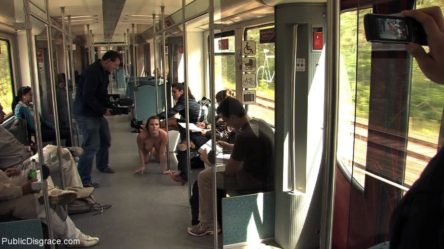 Girl in black heels is naked on public tran - XXX Dessert - Picture 3