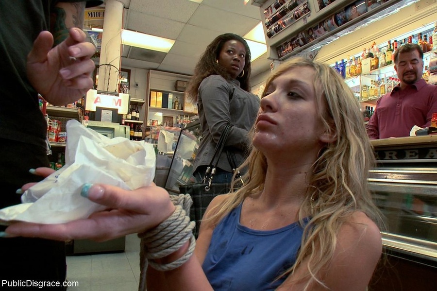 Inside a pizzeria, a blonde bimbo is taken  - XXX Dessert - Picture 18