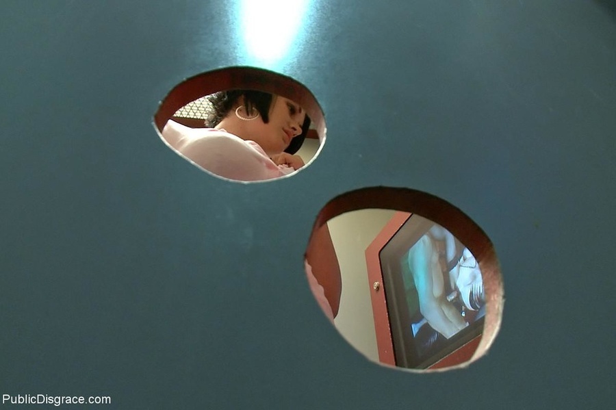 Sucking dick through a glory hole warms up  - XXX Dessert - Picture 1