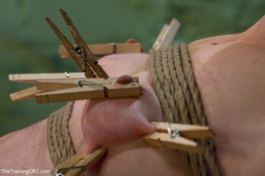 Whore is pinched with clothespins and sp - Picture 17