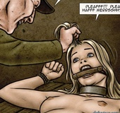 Cruel man enjoys to squeeze his slave girl's swollen belly. Breeders: