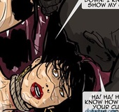 Brunette babe gets humiliated and tied to the wheel . Harem Horror Hell