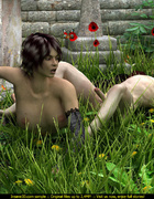 Bald dude fucks a curvy short haired brunette gal outdoors