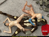 Horny alien fucks two horny human sluts in the street