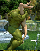 Muscled green troll fuck sa wonderful brunette gal outdoors
