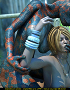 Dinosaur hermaphrodite fucks a busty blonde gal so hard