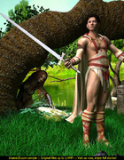 Handsome warrior gets rammed by a passionate shemale