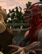 Super hot darling gets fucked by a red monster