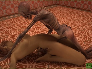 Living skeleton is ready to fuck this sweet gal - Picture 1