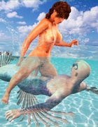 Horny sea creature fucks an attractive brunette