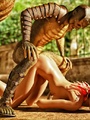Horny lizard fucks a redhead chick so - Picture 3