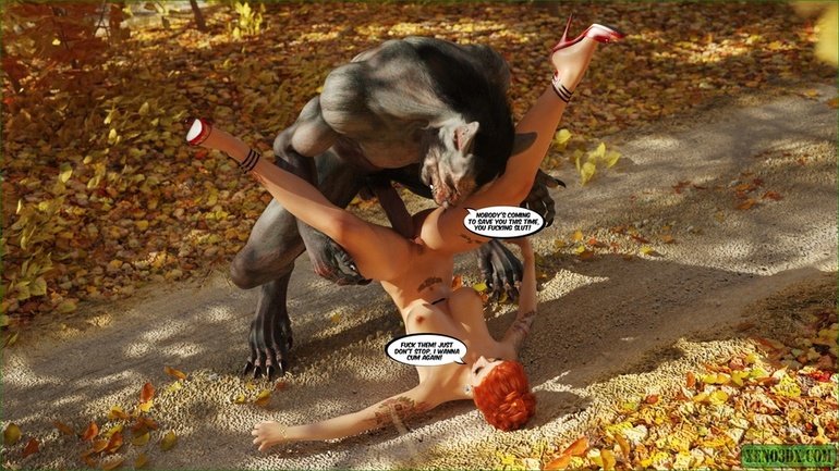 Freaky redhead gal enjoys in werewolf's big pecker - Picture 4