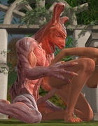 Horny blonde gal gets fucked and facialized by a rabbit