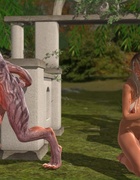 Horny blonde gal gets fucked and facialized by a rabbit