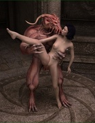 Short haired lady enjoys in a large monster pecker