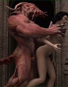 Short haired lady enjoys in a large monster pecker