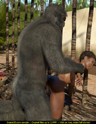 Short haired ebony model gets rammed by a nasty gorilla