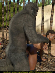 Well hung gorilla enjoys in a tight black pussy - Picture 2