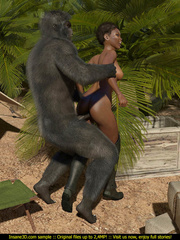 Well hung gorilla enjoys in a tight black pussy - Picture 4
