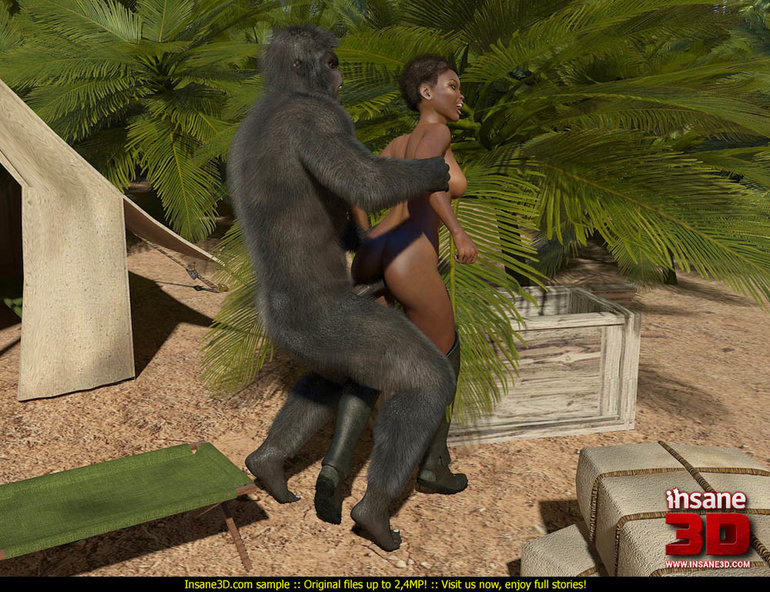Gorilla Cartoon Woman Sex - Well hung gorilla enjoys in a tight - Silver Cartoon - Picture 4