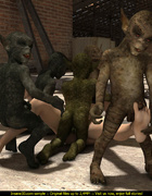 Freaky aliens are ready to fuck a brunette slut