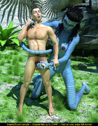 Female blue beast gets her tight pussy rammed by a man