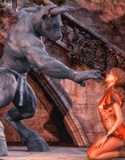 Minotaur with a great cock wants to test this young lady