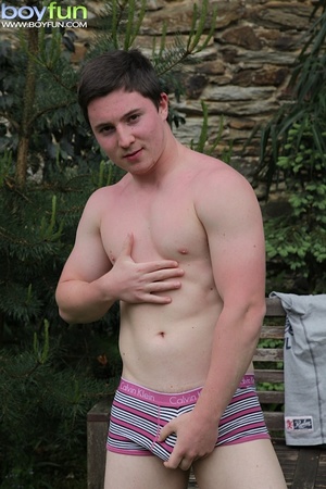 Ripped frat boy Keaton flexes and shows off his soft, round ass outside - XXXonXXX - Pic 9