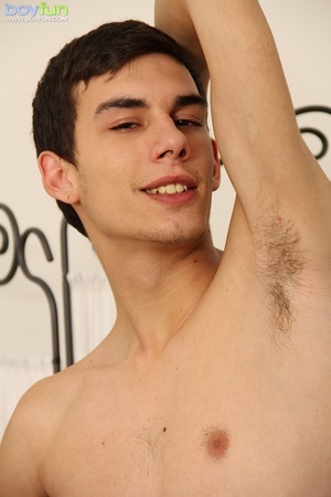 Hot dude with hairy and small junk has a great time squeezing his testicles - Picture 8