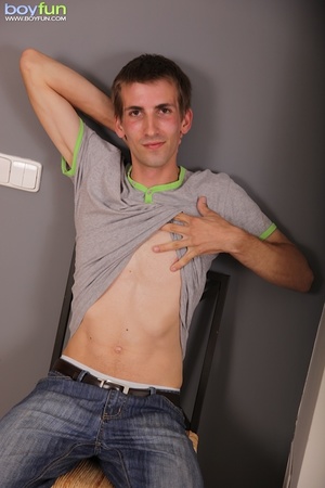 Skinny lad grabs, sucks and puts a dildo in his ass after posing in a nice green briefs - XXXonXXX - Pic 2