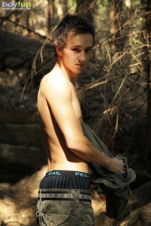 Savage teen goes to the woods and gets naked and plays with his junk - Picture 5