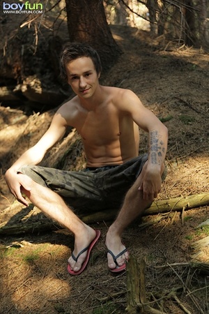 Savage teen goes to the woods and gets naked and plays with his junk - Picture 6