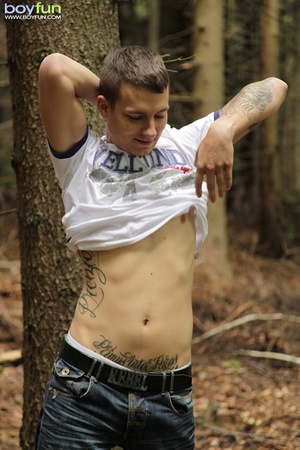 He brought his fleshlight to the woods with him and enjoys licking his cum - XXXonXXX - Pic 2