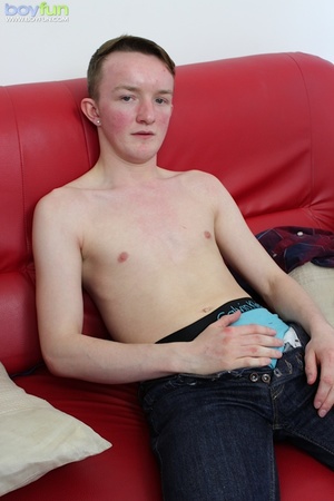 Pale dude shows his sexy light blue boxers and gets a big erection - Picture 6