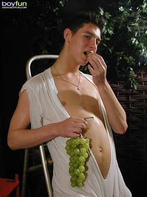 Horny man rubs grapes in his genitals and eats them and poses in hot positions - XXXonXXX - Pic 7