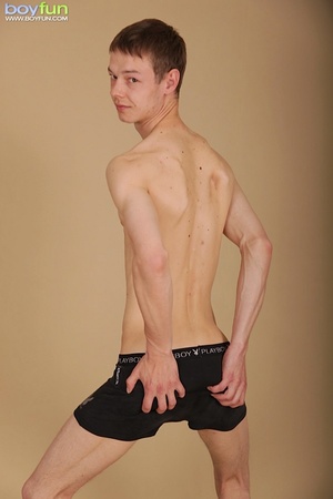 Thin lad flashes his ass in his black boxers and let us see his thick wood - XXXonXXX - Pic 8