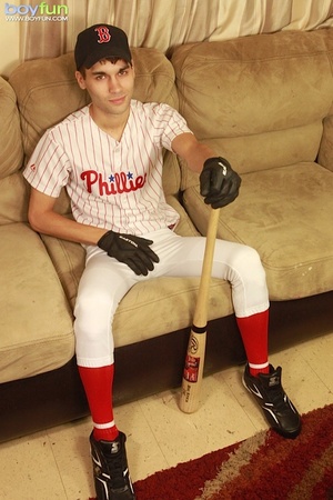 He never misses the chance to beat off his yummy cock after baseball - XXXonXXX - Pic 1