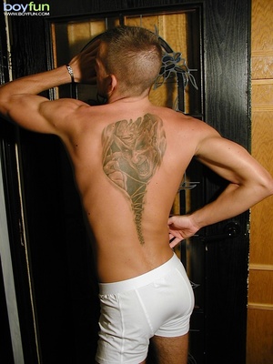 Look at his hot tattoos and his trimmed anus for a good penetration - XXXonXXX - Pic 5