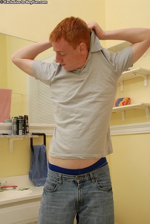 Look at the small pubic hair of this redhead and wish to fuck his tight hole - Picture 2