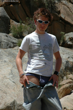 Amazing gay teen with glasses gets completely naked in public - XXXonXXX - Pic 3