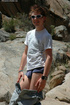 Amazing gay teen with glasses gets completely naked in public