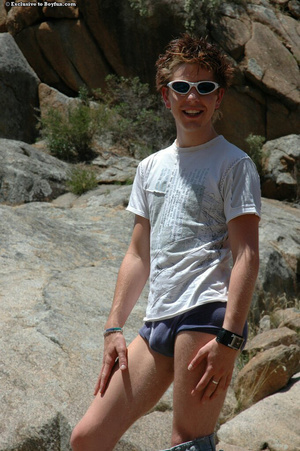 Amazing gay teen with glasses gets completely naked in public - XXXonXXX - Pic 6
