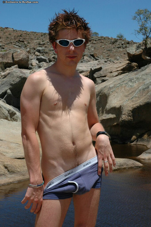 Amazing gay teen with glasses gets completely naked in public - Picture 11