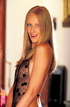Hot blonde strips black transparent top and panty and rubs cunt on floor