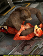 Foxy bitch enjoys in enormous bear's meat pole