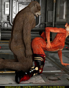 Foxy bitch enjoys in enormous bear's meat pole