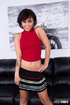 Cutie red top and stripped skirt blows and rides on dick to spill cum