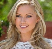 Gorgeous blond in yellow-shorts and blue-lace panties teases with firm-young